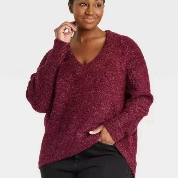 Ava & Viv Sweaters - Ava & Viv Red Shimmer Sweater